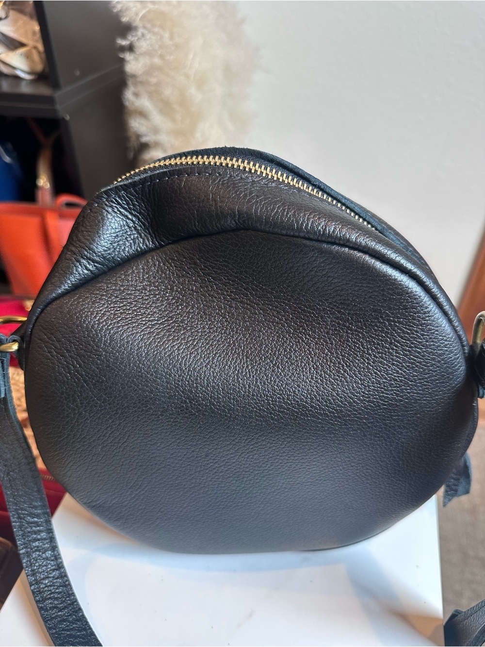 PORTLAND LEATHER GOODS Large 9"
Circle Crossbody Bag Black Pebbled
Leather - Picture 4 of 7